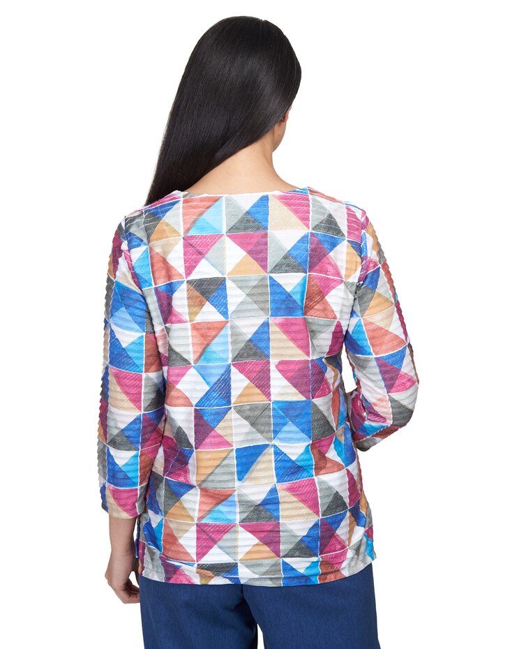 Alfred Dunner® Chelsea Market Box Print Mini Ruffle Top image number 2