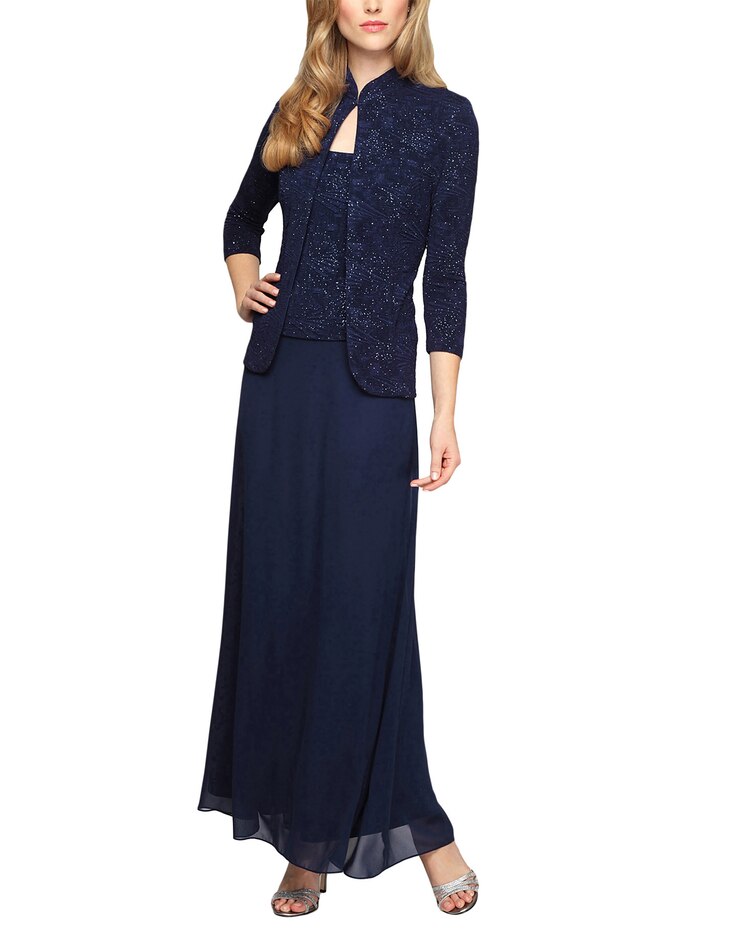 Jacquard Knit Long Jacket Dress  image number 1