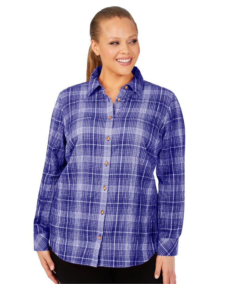 Foxcroft Rhea Long Sleeve Plaid Perfection Shirt image number 4