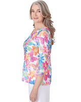Alfred Dunner® Paradise Island Floral & Butterfly Pleated Ruffle Top thumbnail number 4