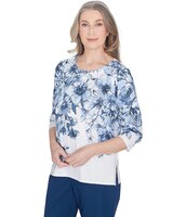Alfred Dunner® Classics Floral Shimmer Three Quarter Sleeve Top thumbnail number 3