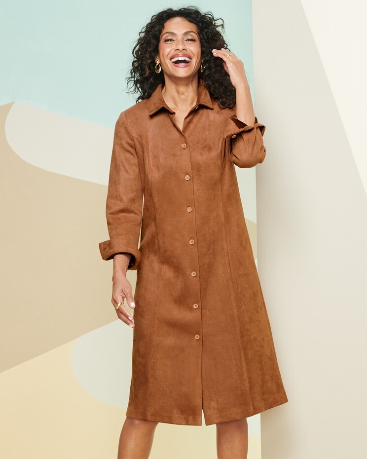 Microsuede Shirt Dress image number 1