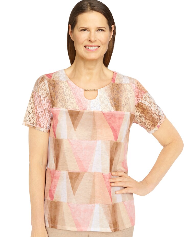 Alfred Dunner® Best Dressed Stained Glass Keyhole Top image number 1