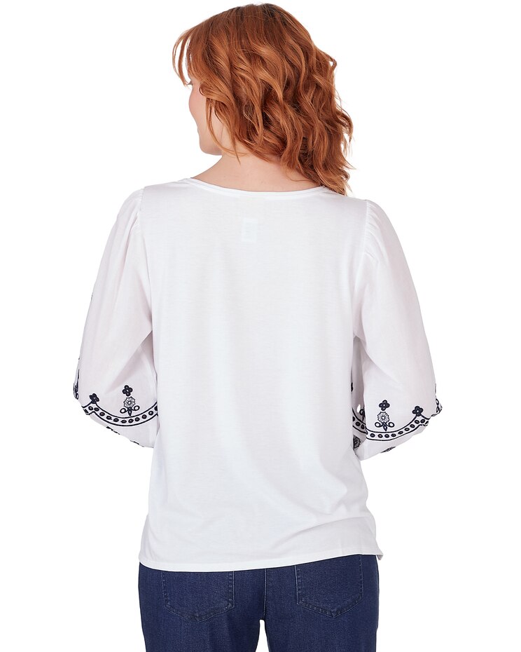 Ruby Rd® By The Sea Knit Embroidered Top image number 3
