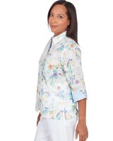 Alfred Dunner® Painted Birds Button Down Top thumbnail number 4