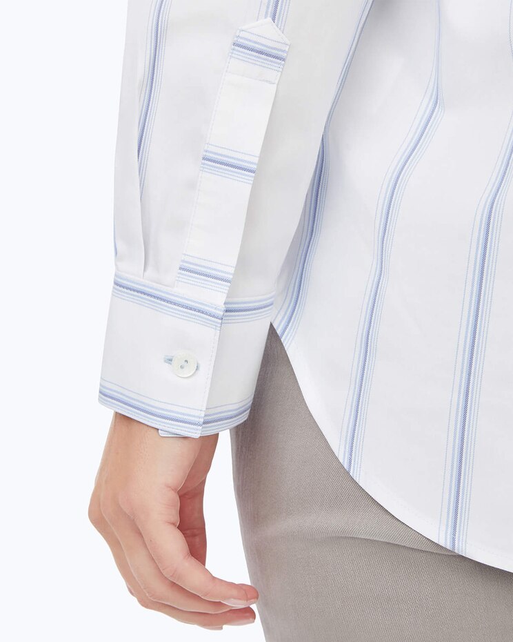 Foxcroft Boyfriend Long Sleeve Stretch Stripe Shirt image number 3