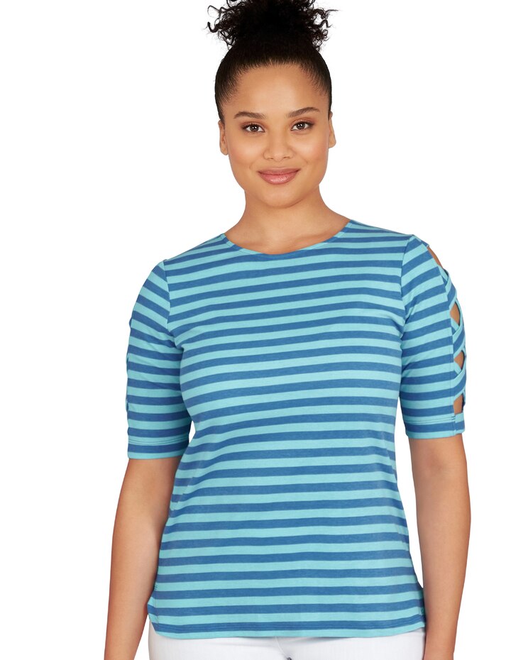 Ruby Rd® Striped Print Top image number 1