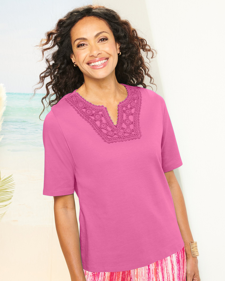 Seaside Lace Knit Tee image number 1