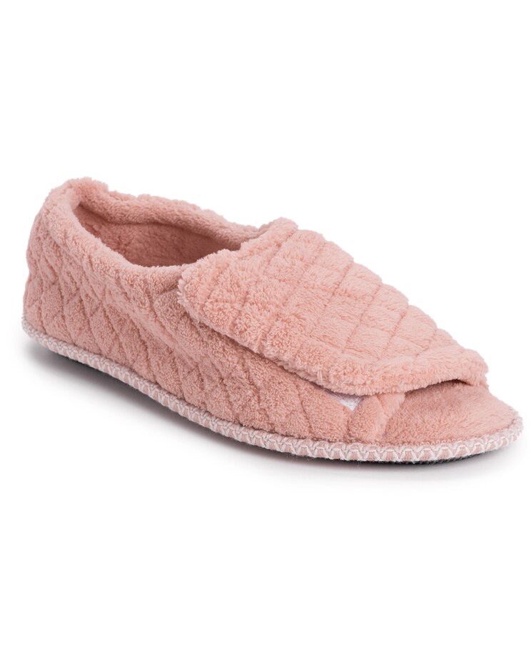 MUK LUKS® Women's Marylou Micro Chenille Quilt Velcro Slide Slippers image number 1