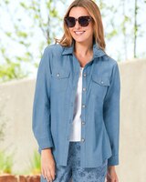 Floral Trim Tencel™ Denim Shirt thumbnail number 1