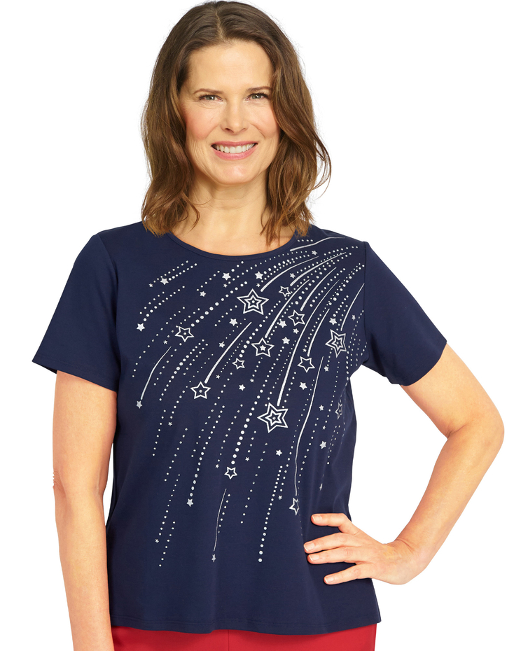 Alfred Dunner® Land Of The Free Shooting Stars Tee image number 1