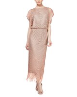 S.L. Fashions Crochet Long Blouson Dress thumbnail number 1