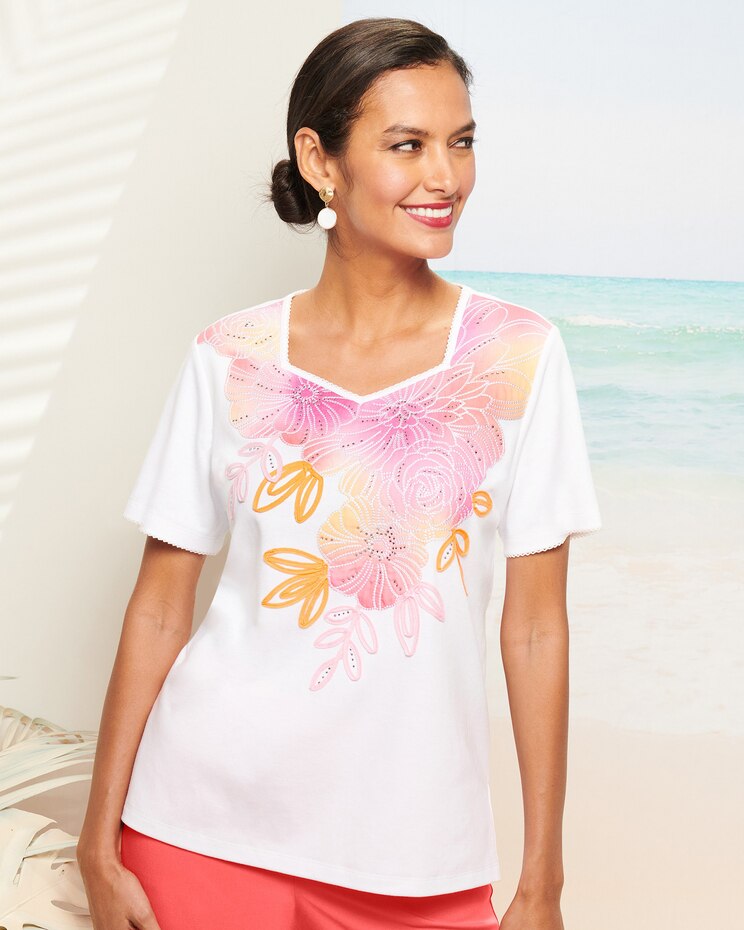 Alfred Dunner Tie Dye Flowers Tee image number 1