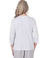 Alfred Dunner® Charleston Striped Embroidered Top thumbnail number 2
