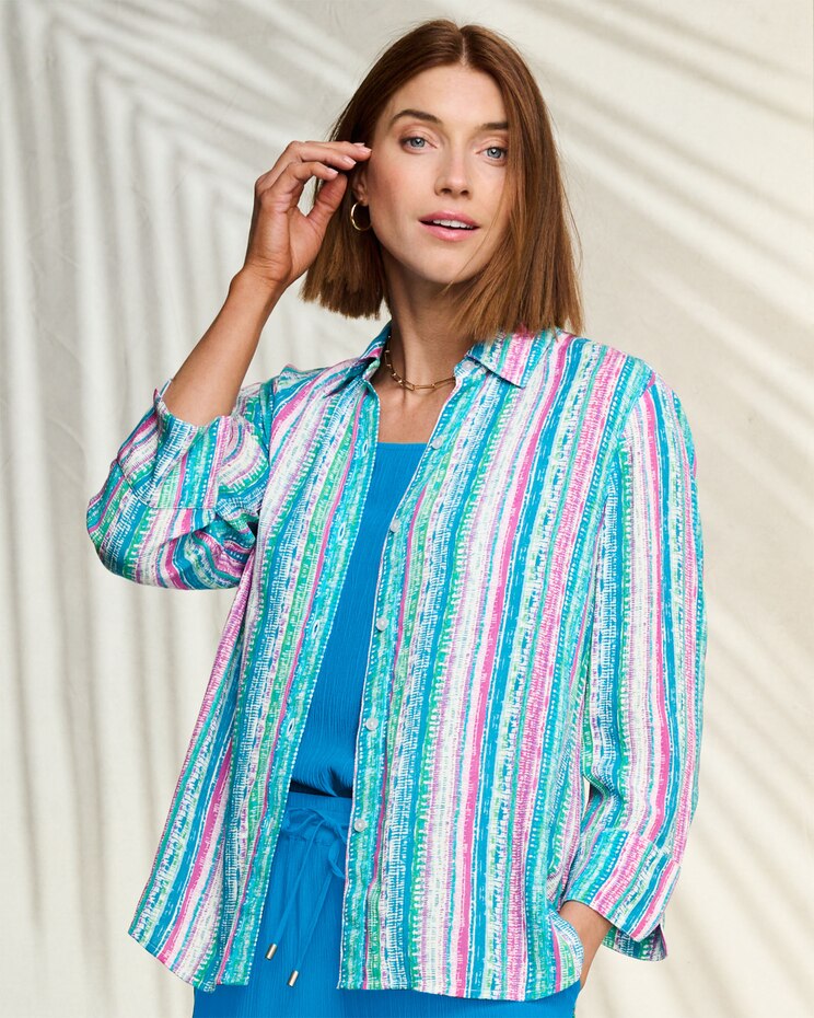 Boca Crinkle Striped Shirt image number 1