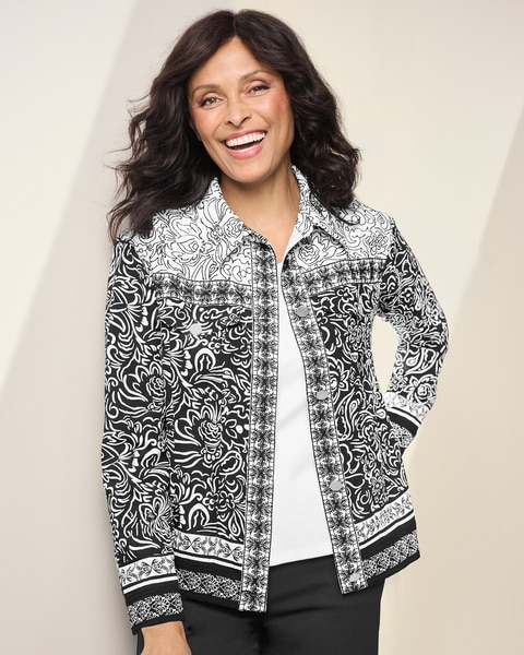Embroidered Border Print Jacket