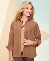 Microsuede Long Sleeve Shirt Jacket thumbnail number 1