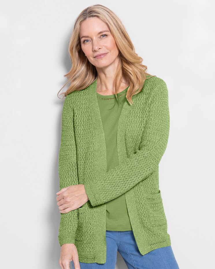 Linen/Cotton Basketweave Cardigan image number 1