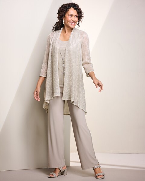 Shimmer Crinkle 3-Piece Pant Set