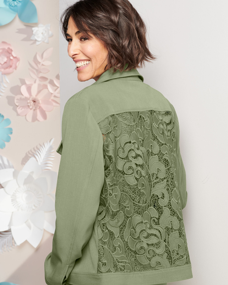 Look-Of-Linen Lace Back Jacket image number 3