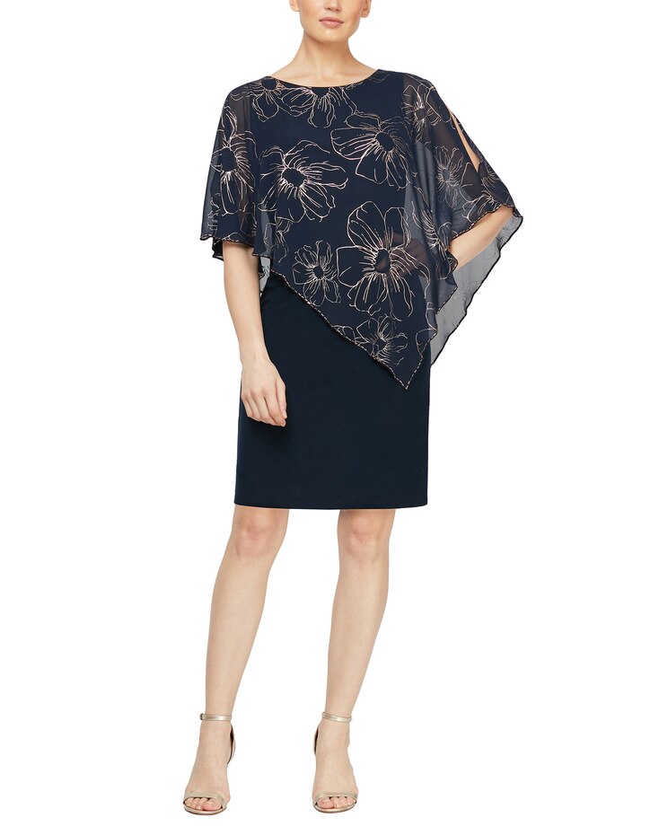 S.L. Fashions Asymmetrical Overlay Dress image number 1