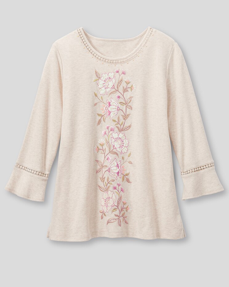 Floral Embroidery Tee by Alfred Dunner image number 2