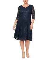 S.L. Fashions Lace Shoulder Beaded Tier Jacket Dress thumbnail number 1