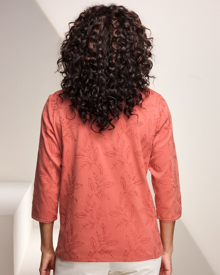 Leaf Embroidery Tee by Alfred Dunner image number 2