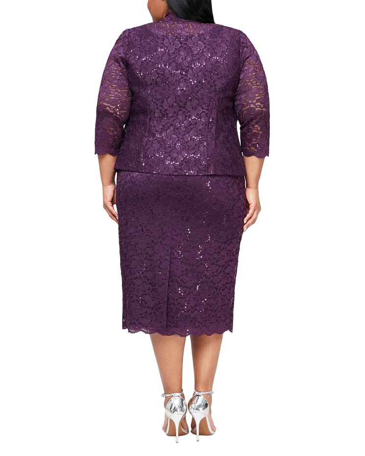 S.L. Fashions Sequin Beaded Shoulder Jacket Dress image number 3