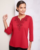 Alfred Dunner Scroll Embroidery Tee thumbnail number 1