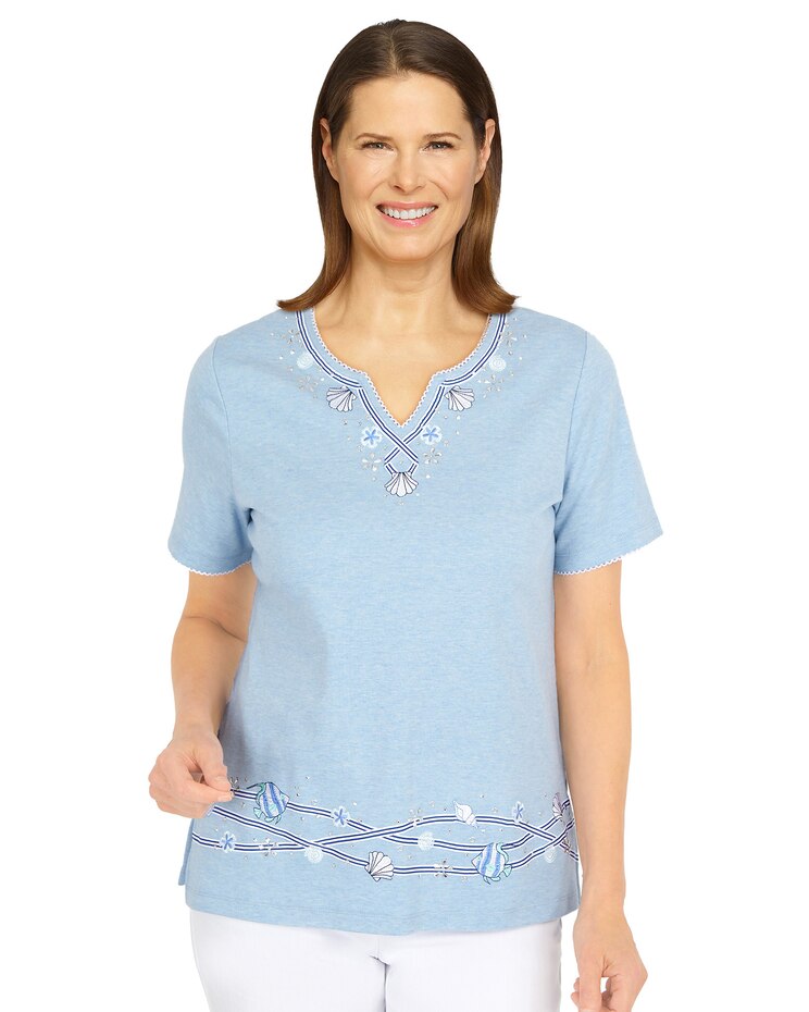 Alfred Dunner® Set Sail Ribbon Fish Border Top image number 1