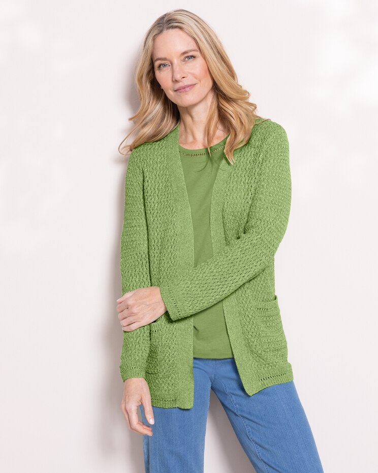 Linen/Cotton Basketweave Cardigan image number 1