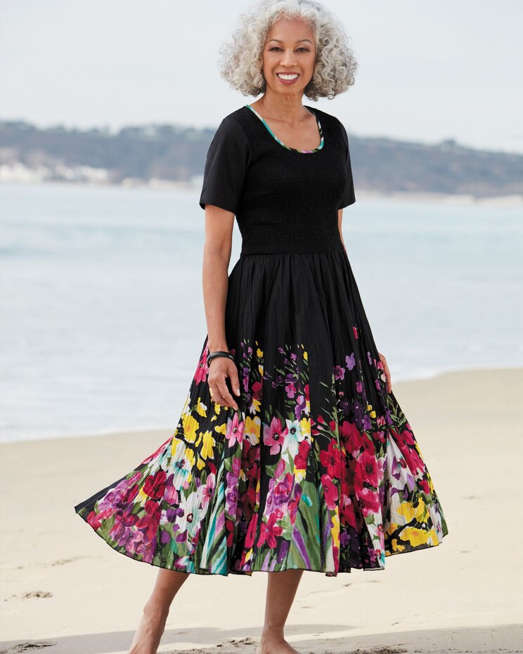 Floral Godet Smocked Dress image number 2