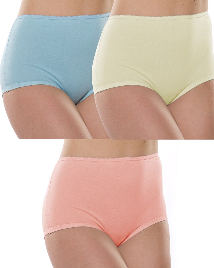 100% Cotton Full Coverage Cuff Leg Panty, 3-Pack image number 1