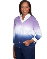 Alfred Dunner® Lavender Fields Ombre Pullover Cardigan Two In One thumbnail number 3