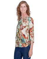 Alfred Dunner® Classics Earth Floral Crew Neck Top thumbnail number 3
