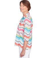 Alfred Dunner® Wavy Stripe Button Down Top thumbnail number 4