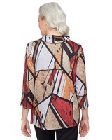 Alfred Dunner® Park Place Abstract Patchwork Cowl Neck Top thumbnail number 2