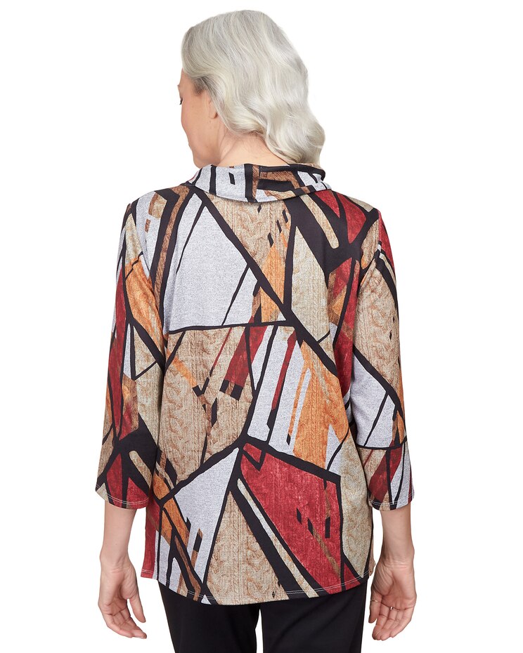 Alfred Dunner® Park Place Abstract Patchwork Cowl Neck Top image number 2