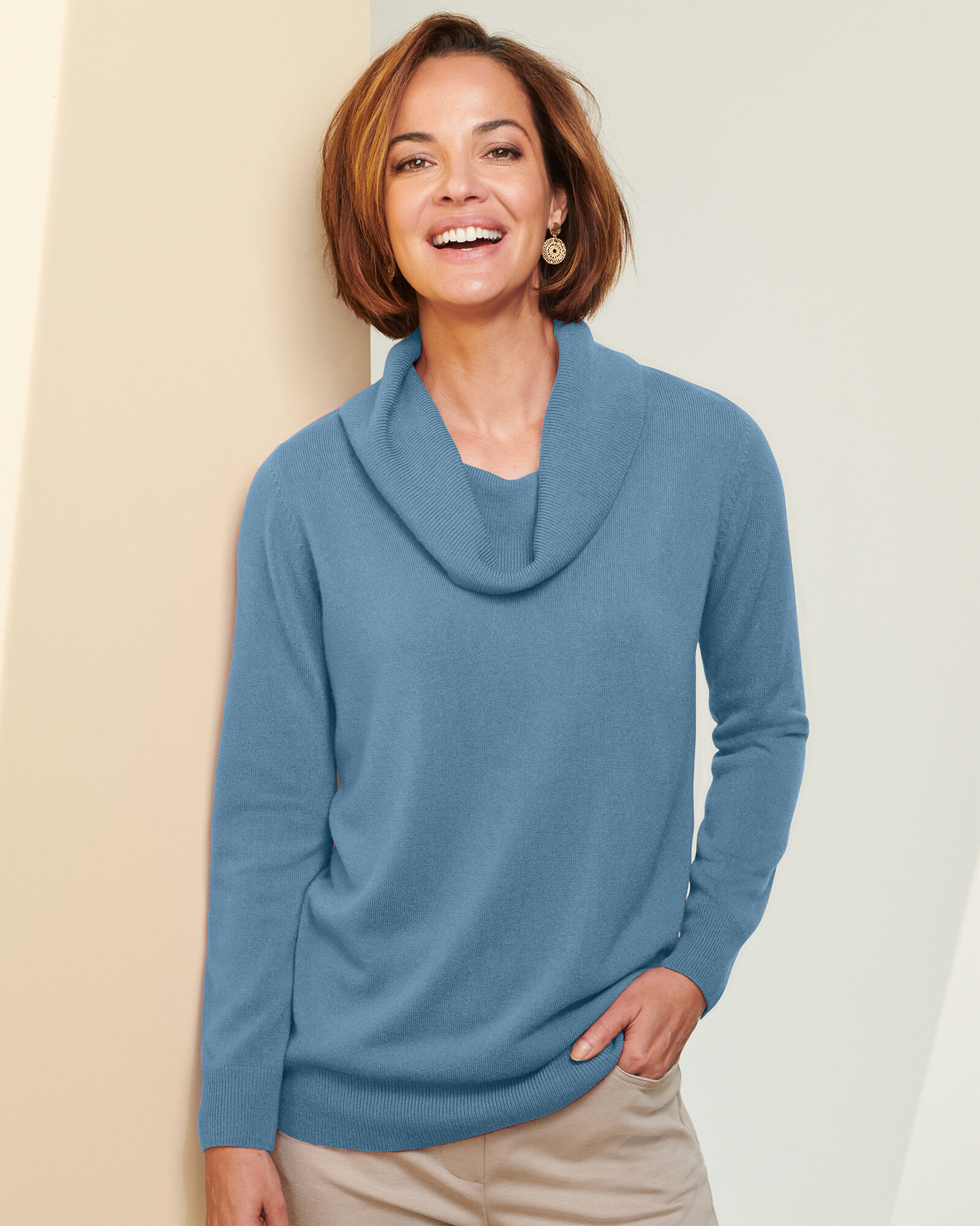 Women's black cowl neck sweater store