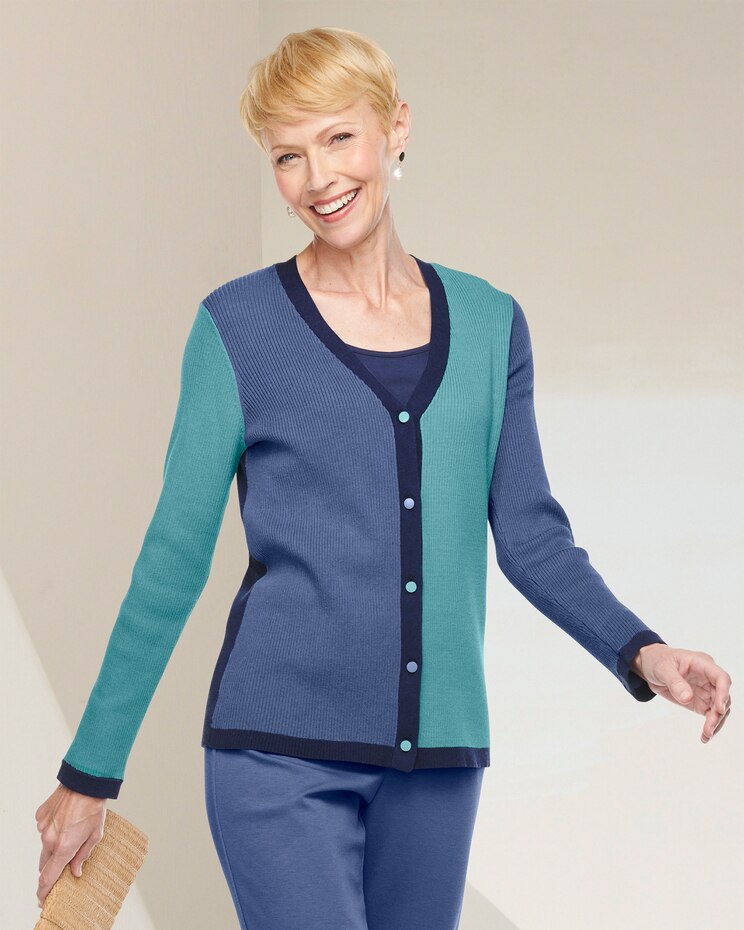 Colorblock Sweater Cardigan image number 1