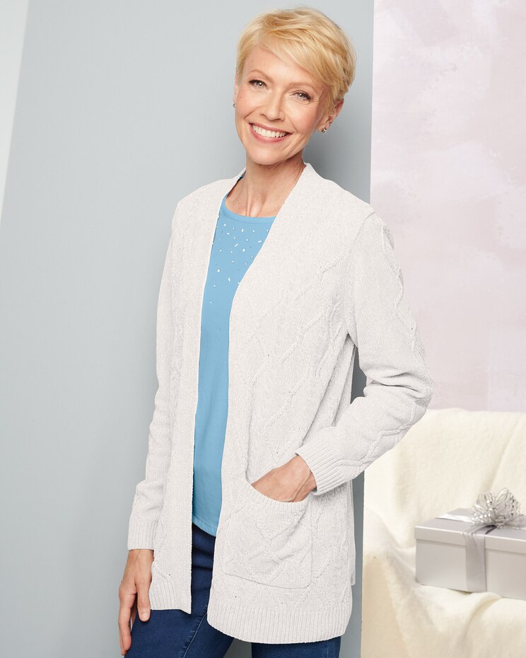 Chenille Open Cardigan by Alfred Dunner image number 1
