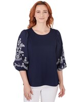 Ruby Rd® By The Sea Knit Embroidered Top thumbnail number 1