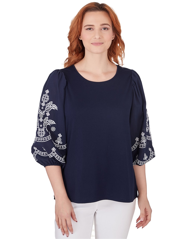 Ruby Rd® By The Sea Knit Embroidered Top image number 1