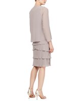 S.L. Fashions Tea Length Embroidered A-Line Dress with Illusion Neckline thumbnail number 1