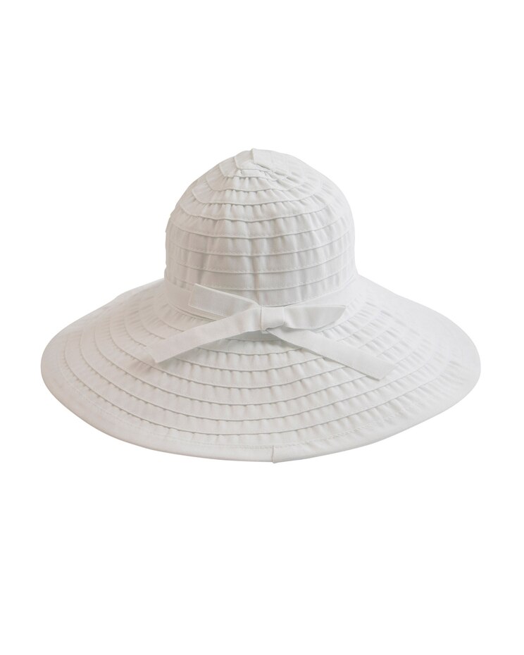 Women's Ribbon Large Brim Hat with Bow image number 1