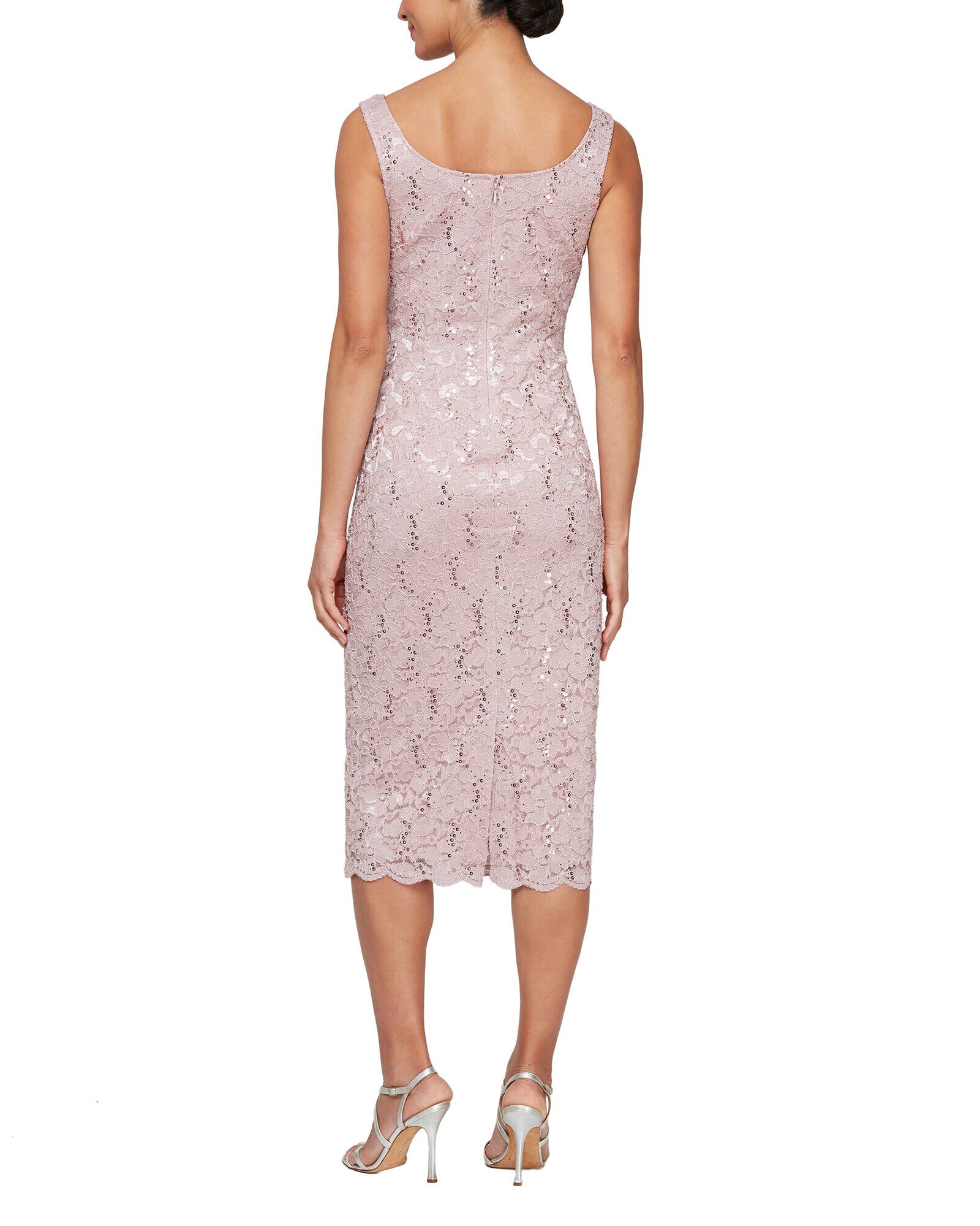 Sl fashions sequined lace midi dress outlet