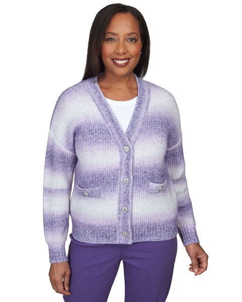 Alfred Dunner® Point Of View Ombre Cardigan with Flower Buttons