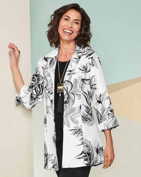 Stencil Leaf Shantung Jacket