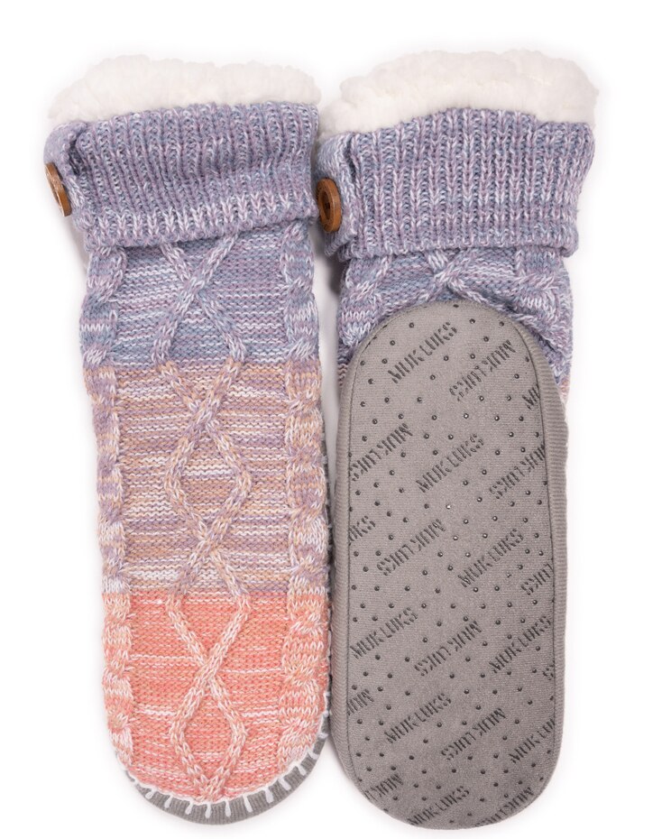 MUK LUKS® Women's Short Cable Slipper Sox 1Pr Pack Socks image number 1